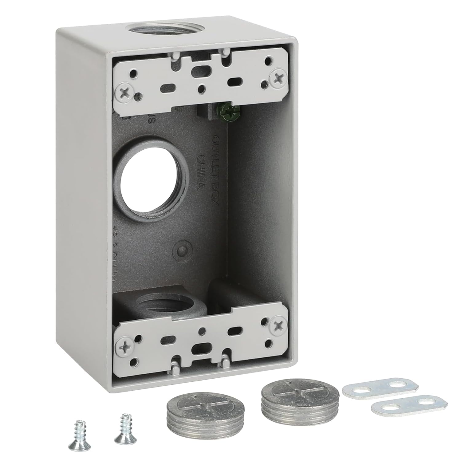 Single Gang 3-3/4” Weatherproof Outdoor Box, Aluminum Weatherproof Electrical Box, CUL Certified, Used in Branch Circuit Wiring, Gray (Pack of 1)