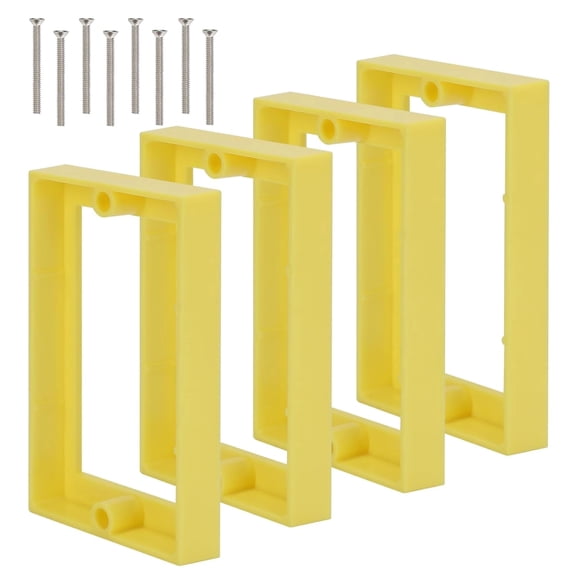 Single Gang Receptacle Outlet Box Extenders 1/2",Electric Outlet Extender Box with 8 Screws,Receptacle Extender for Electric Box and Electric Outlet Switches, Yellow (Pack of 4)