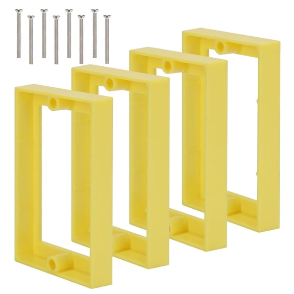 Single Gang Receptacle Outlet Box Extenders 1/2",Electric Outlet Extender Box with 8 Screws,Receptacle Extender for Electric Box and Electric Outlet Switches, Yellow (Pack of 4)