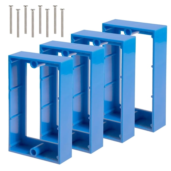 Single Gang Receptacle Outlet Box Extenders 3/4",Electric Outlet Extender Box with 8 Screws,Outlet Box Extender 1 Gang for Electric Box and Electric Outlet Switches, Blue (Pack of 4)