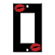 Single Gang Rocker OVERSIZE Wall Plate - Lips Kiss Emoji