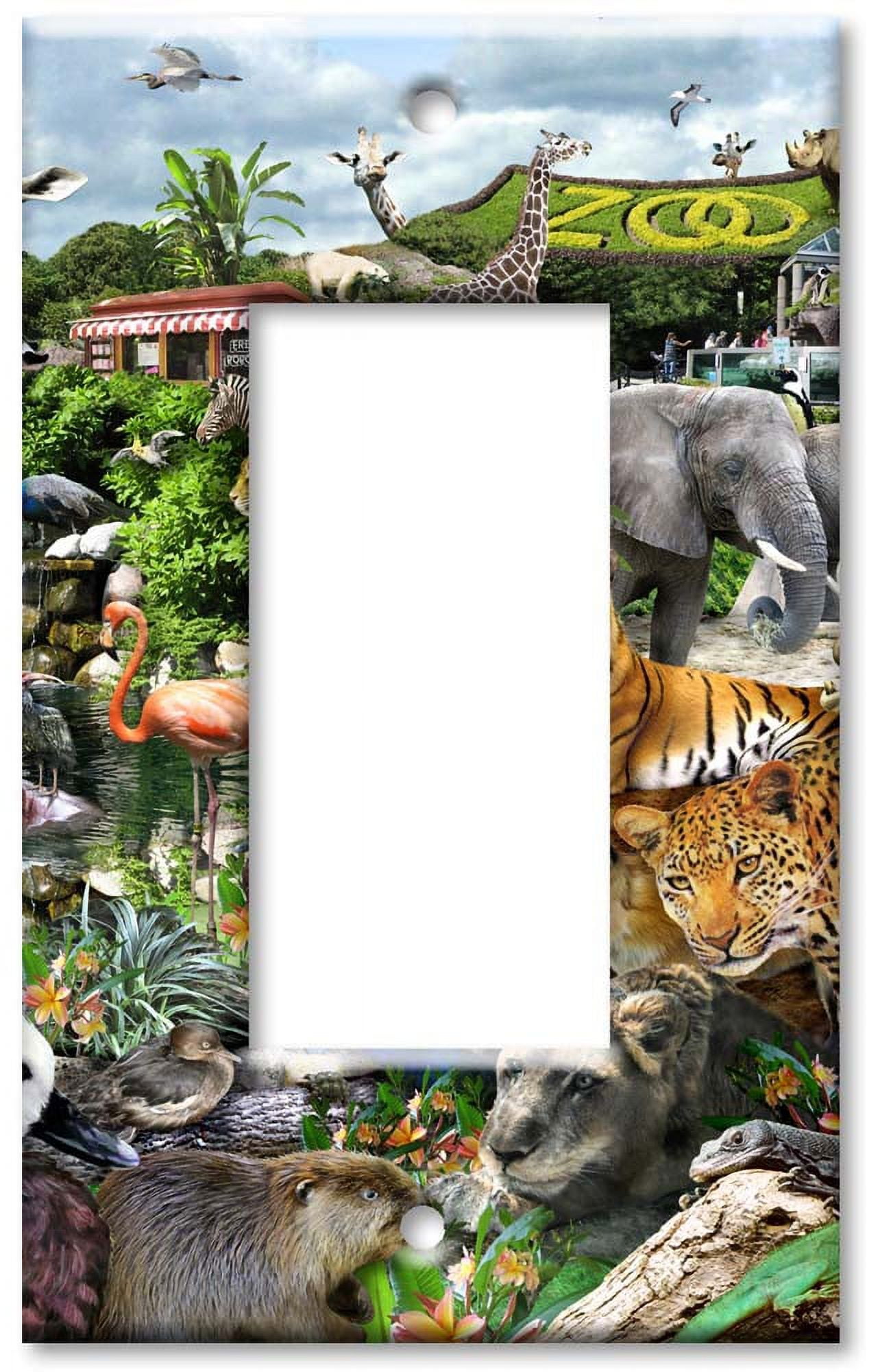 Single Gang Rocker OVERSIZE Wall Plate - Zoo Animals - Walmart.com