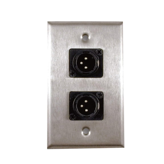 Single Gang Stainless Steel Wall Plate with Dual XLR Male Plug