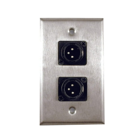 Single Gang Stainless Steel Wall Plate with Dual XLR Male Plug