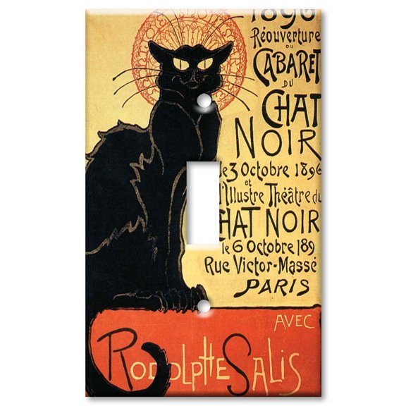 Single Gang Toggle OVERSIZE Wall Plate - Chat Noir (Black Cat)