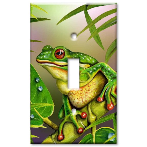Single Gang Toggle OVERSIZE Wall Plate - White Lip Frog