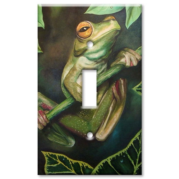 Single Gang Toggle OVERSIZE Wall Plate - Yellow Eyed Tree Frog
