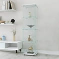 thumbnail image 1 of Single Glass-Door Cabinet,Glass Display Cabinet 4 Shelves with Door,Floor Standing Curio Bookshelf for Living Room Bedroom Office (White), 1 of 13