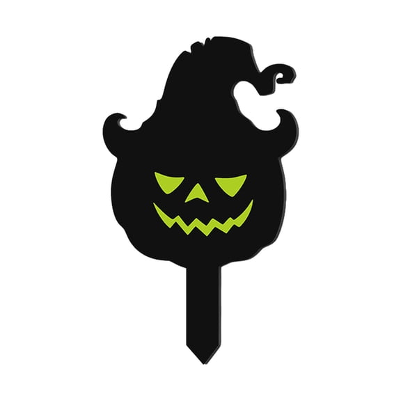 Single Glow-In-Dark Acrylic Pumpkin Garden Stake Spooky Jack O Lantern Face Luminous Ground Stake Ornament Easy Insert Lawn Decor For Halloween Front Yard Garden Path(Pattern F-Black-20cm)