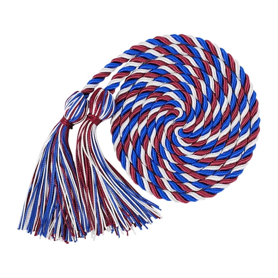 Single Graduation Honor Cord, Tri-Color Twisted Rope with 4-Inch Bulb Tassel, Ideal for High School and College Graduates