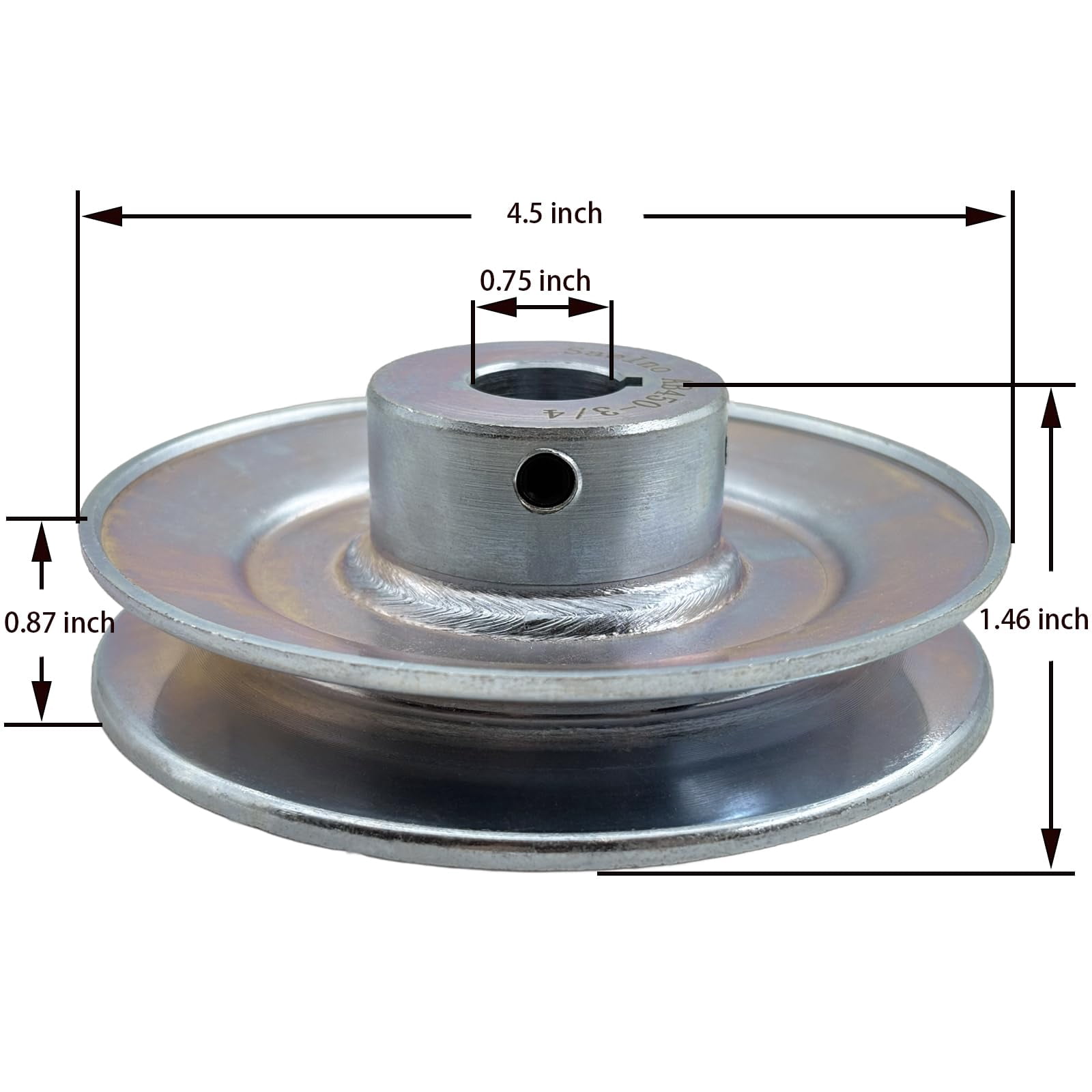 Single Groove V-Belt Pulley 4.5 Inch OD 3/4 Inch Bore Carbon Steel 1 ...