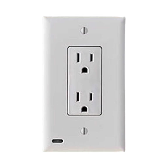 Single GuideLight For Duplex Outlets Replaces Plug In Night Light Electrical Receptacle Wall Plate With LED Night Lights Auto On/Off Sensor Energy Saving Dimmable Bedroom Bathroom Hallway Lamp