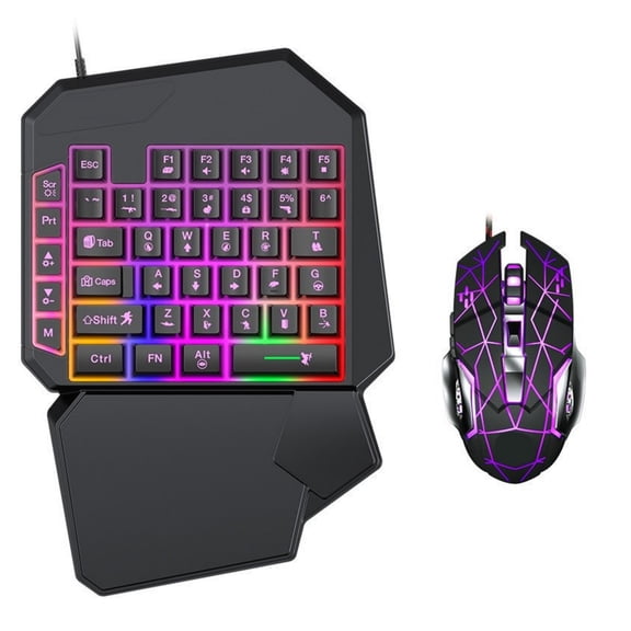 Single Hand Gaming Keyboards And 40Keys USB Cord RGBs Backlit Ergonomic Wrist Support Mechanical Feedbacks