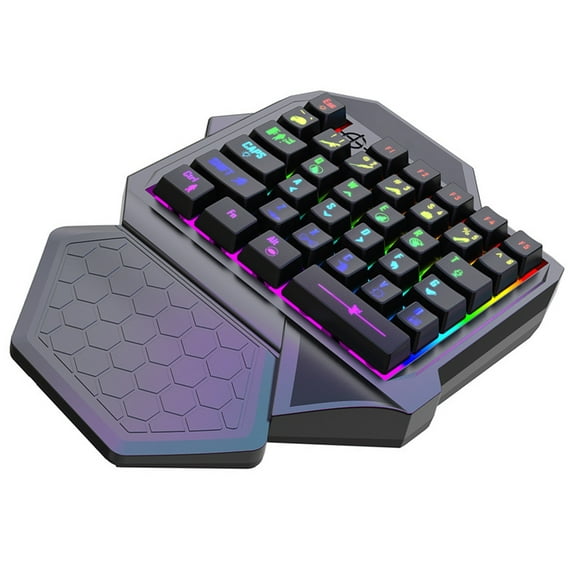 Single Handed Gaming Keyboard Small Gaming Keypad Ergonomic LED 35 Keys Portable Game Controller for Desktop Accessorie