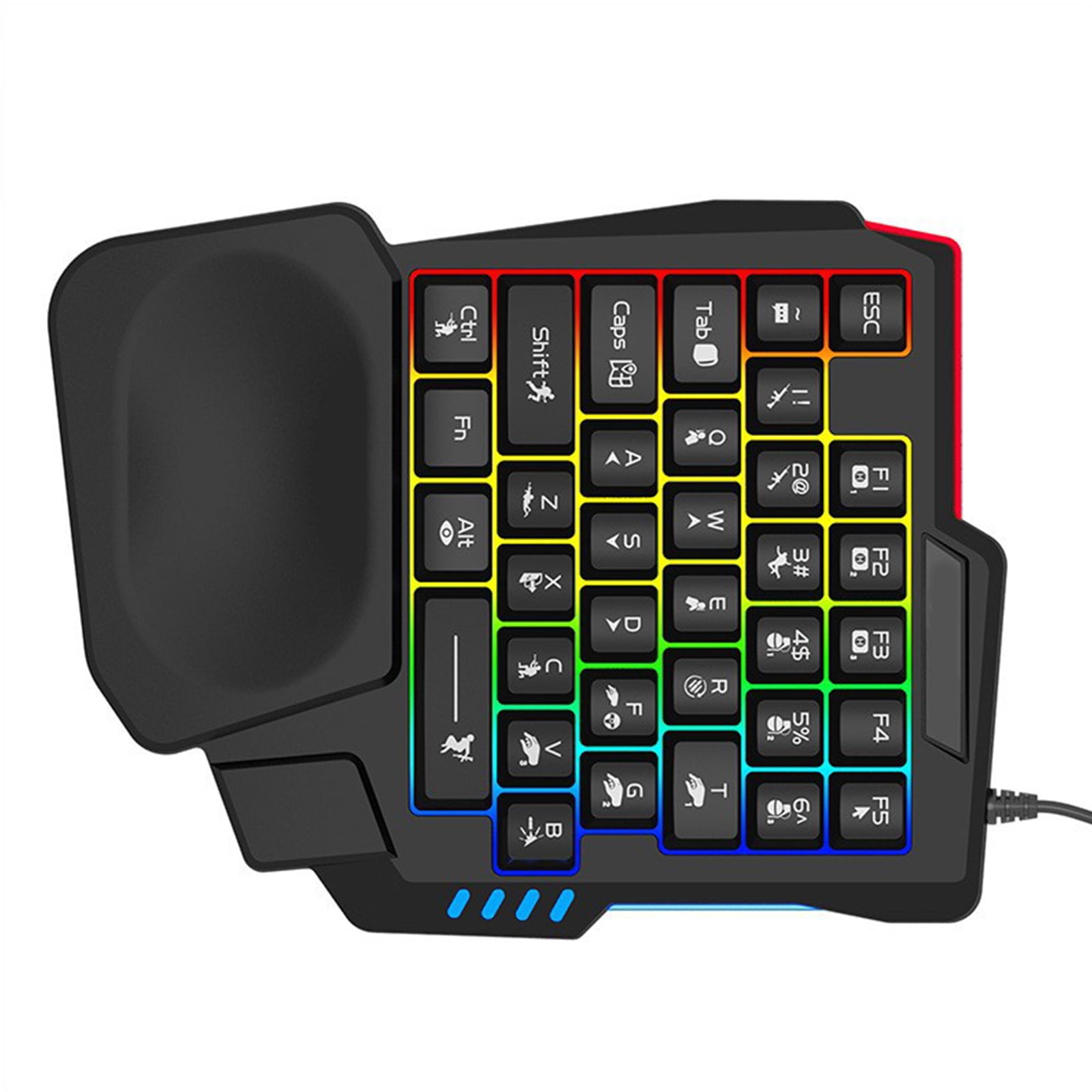 Single Handed Mechanical Feel Keyboard with USB Corded Small Keypad Color Backlight For Programmers and Designers