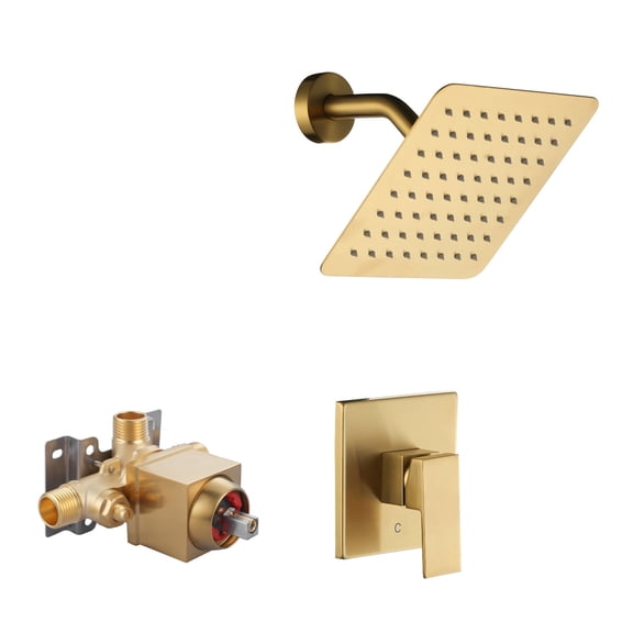 Single Handle 1-Spray Square Shower Faucet 1.8 GPM with Pressure Balance and Brass Valve Included