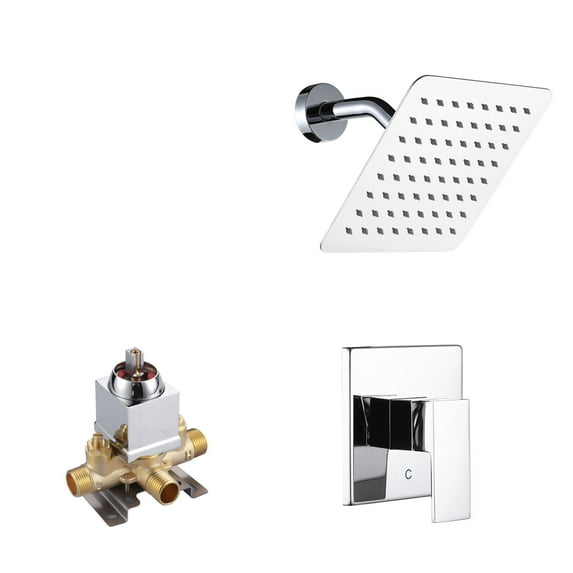 Single Handle 1-Spray Square Shower Faucet 1.8 GPM with Pressure Balance and Brass Valve Included