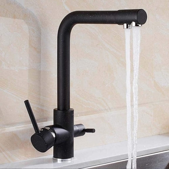Single Handle 360 Rotatable Compatible, Three in One Water Outlet Mode, Brass Golden Tap, Kitchen Sink Hot and Cold Water Taps, Easy to Clean