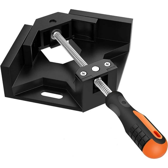 Single Handle 90 Degree Right Angle Clamp - Adjustable Aluminium Alloy Quick Grip Corner Clip Clamp Tool for Woodworking, Welding, Photo Frame and Other Projects -Black (Pack of 1)