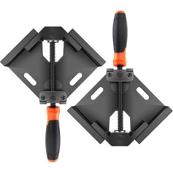 Single Handle 90 Degree Right Angle Clamp - Adjustable Aluminium Alloy Quick Grip Corner Clip Clamp Tool for Woodworking, Welding, Photo Frame and Other Projects -Black (Pack of 2)