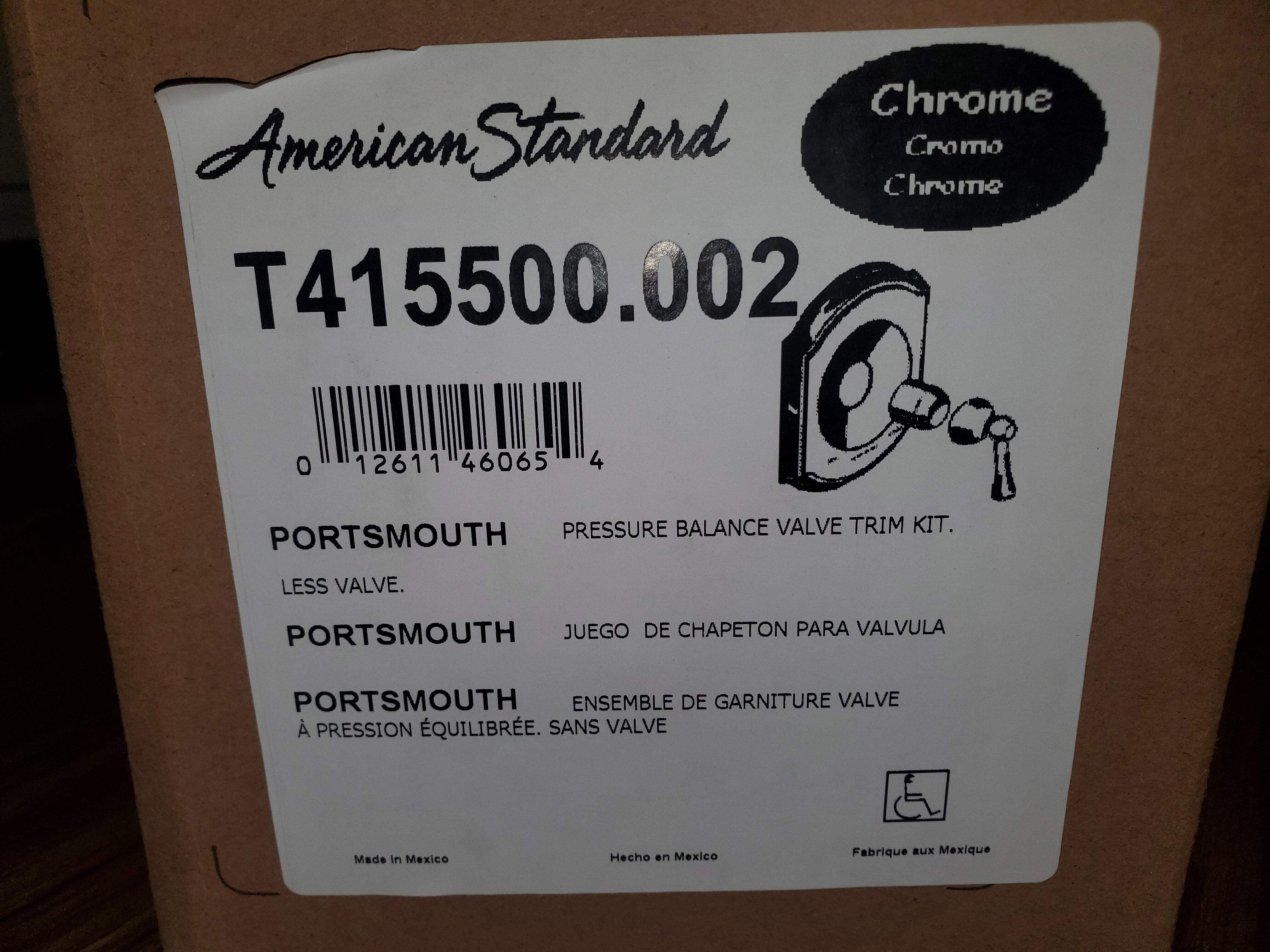 Polished Chrome Wall-Mounted Lever Valve Trim Kit