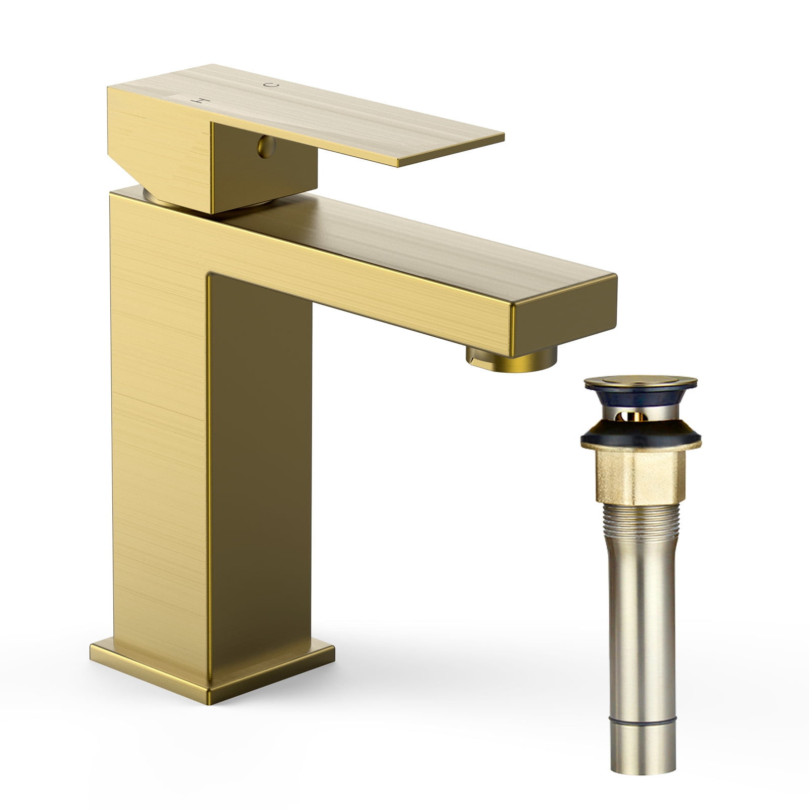 Bietor Waterfall Bathroom Sink Faucet - 3 Hole Brushed Gold, Includes Pop-up Drain & Supply Lines, Lead-Free - View #8