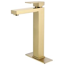 Single Handle Bathroom Sink Faucet, Solid Brass Basin Faucet with 6-inch Cover Plate