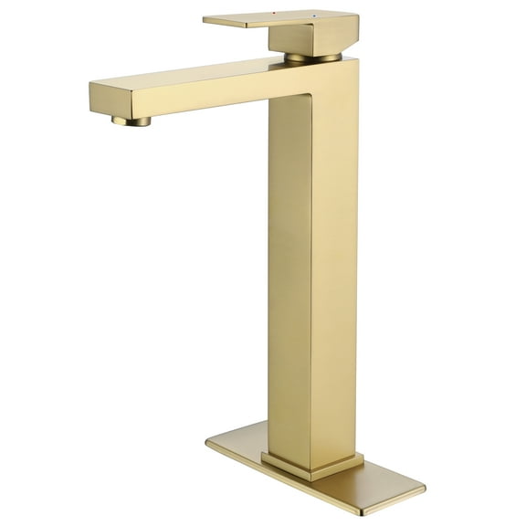 Single Handle Bathroom Sink Faucet, Solid Brass Basin Faucet with 6-inch Cover Plate