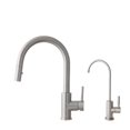 thumbnail image 1 of Single Handle Brushed Stainless Steel Pull Down Kitchen Faucet with Water Tap, 1 of 9