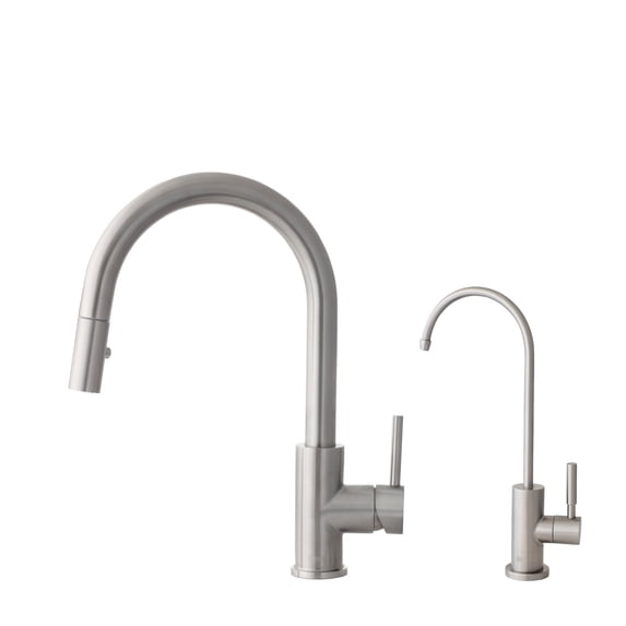 Single Handle Brushed Stainless Steel Pull Down Kitchen Faucet with Water Tap