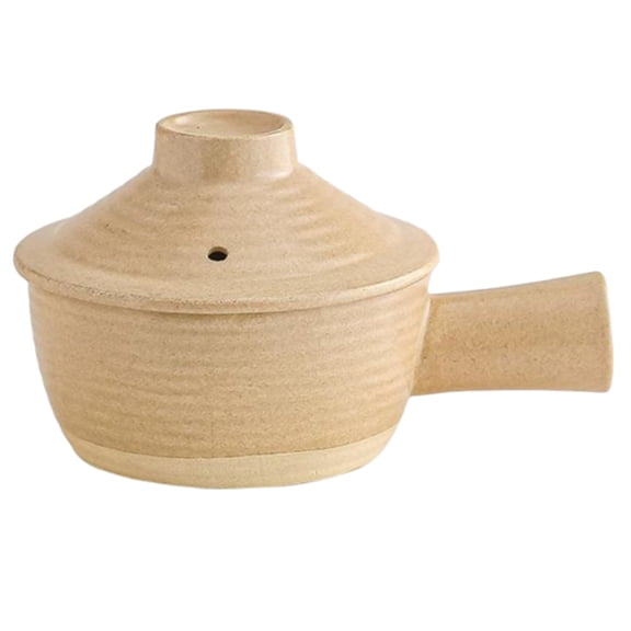 Single Handle Clay Pot with Lid,Ceramic Casserole Stewing Pan Cookware, Heat-Insulated Smooth Glazed for Rice Porridge and Stews Stovetop