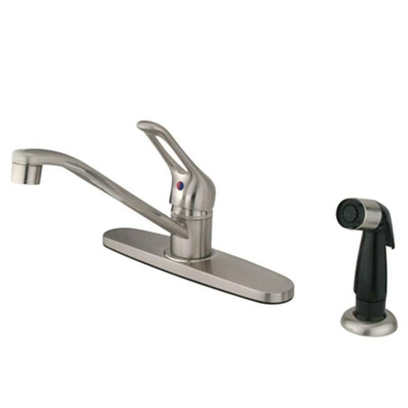 Single Handle Deck Mount Kitchen Faucet With Side Sprayer - Satin Nickel Finish