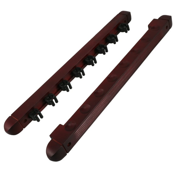 Homoyoyo Wall Mount Solid Wood Pool Cue Holder Rack for Home and Game Room Use in Dark Red Finish