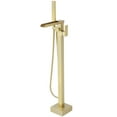 thumbnail image 1 of Single-Handle Floor Mount Freestanding Bathtub Faucet Waterfall Tub Filler with Handheld Shower in Brushed Gold, 1 of 11