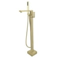 thumbnail image 1 of Single Handle Floor Mounted Freestanding Tub Filler with Handshower Brushed Gold Brushed, 1 of 5