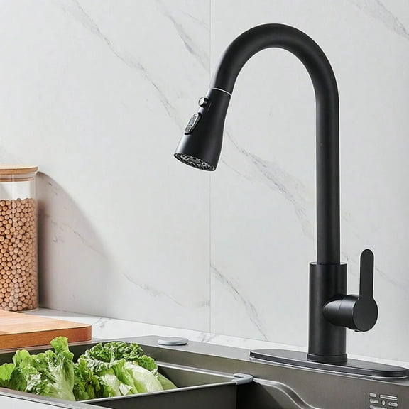 Single Handle High Arc Brushed Nickel Pull Out Kitchen Faucet, Single Level Stainless Steel Kitchen Sink Faucets With Pull Down Sprayer For Kitchen Bathroom