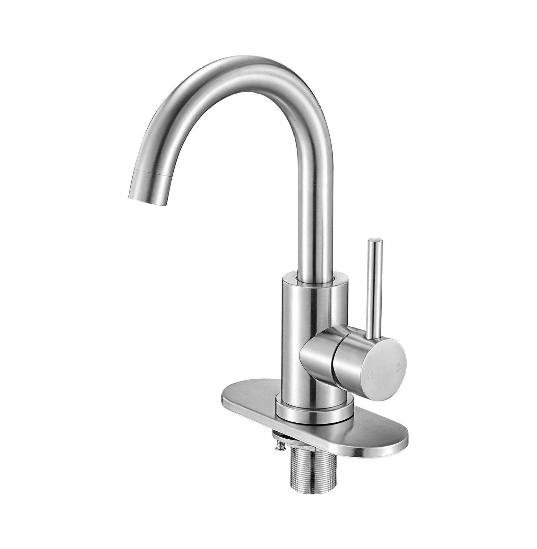 Single Handle Kitchen Faucet Brushed Nickel, 360° Rotation Sink Faucet with Aerator, 304 Stainless Steel Kitchen Water Faucet for Home, RV, Bathroom