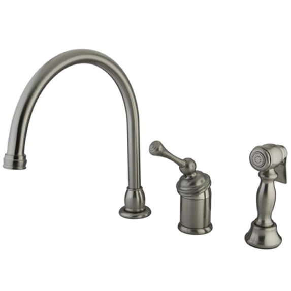 Single Handle Kitchen Faucet with Brass Sprayer - Satin Nickel