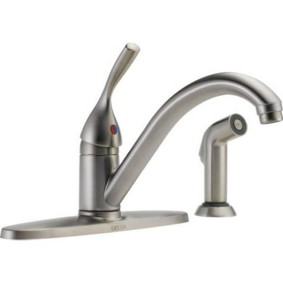 Single Handle Kitchen Faucet with Spray in Stainless 400-SS-DST