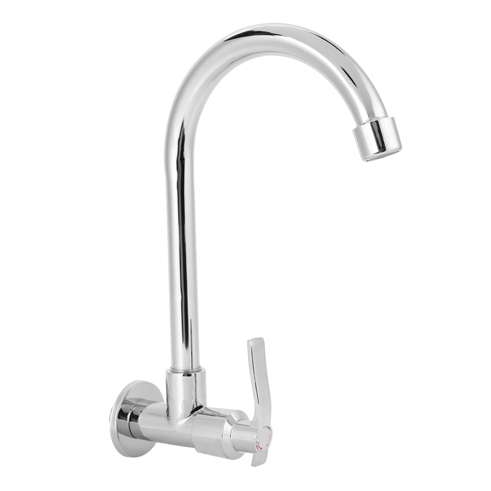 Single Handle Kitchen Sink Faucet 360 Rotating G1/2in Kitchen Bathroom Faucet Single Hole Wall Mounted Faucet Cold Water Tap
