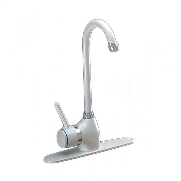 Single-Handle Kitchen Sink Faucet Bathroom Sink Tap Swivel White and Chrome 13" H Classic Gooseneck Design Single Hole| Renovators Supply