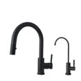 thumbnail image 1 of Single Handle Matte Black Pull Down Kitchen Faucet with Water Tap, 1 of 10