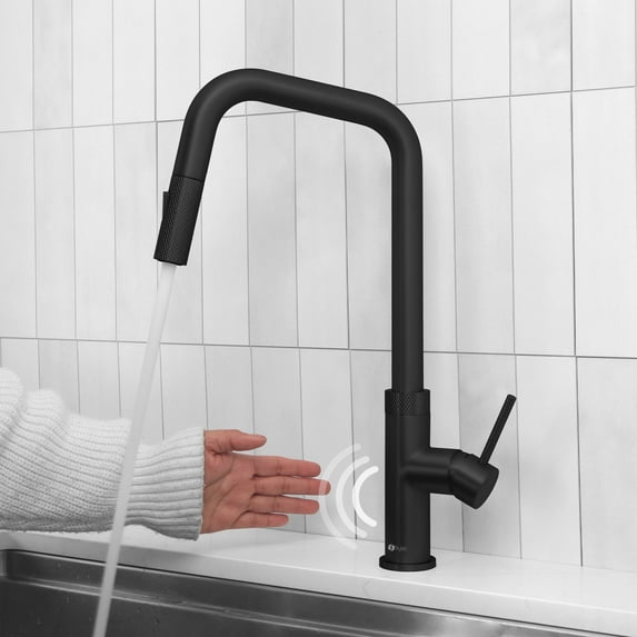 Stylish Single Handle Matte Black Pull Down Touchless Kitchen Faucet K-150NM
