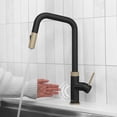 thumbnail image 1 of Stylish Single Handle Matte Black with Gold Pull Down Touchless Kitchen Faucet K-150NGM, 1 of 13