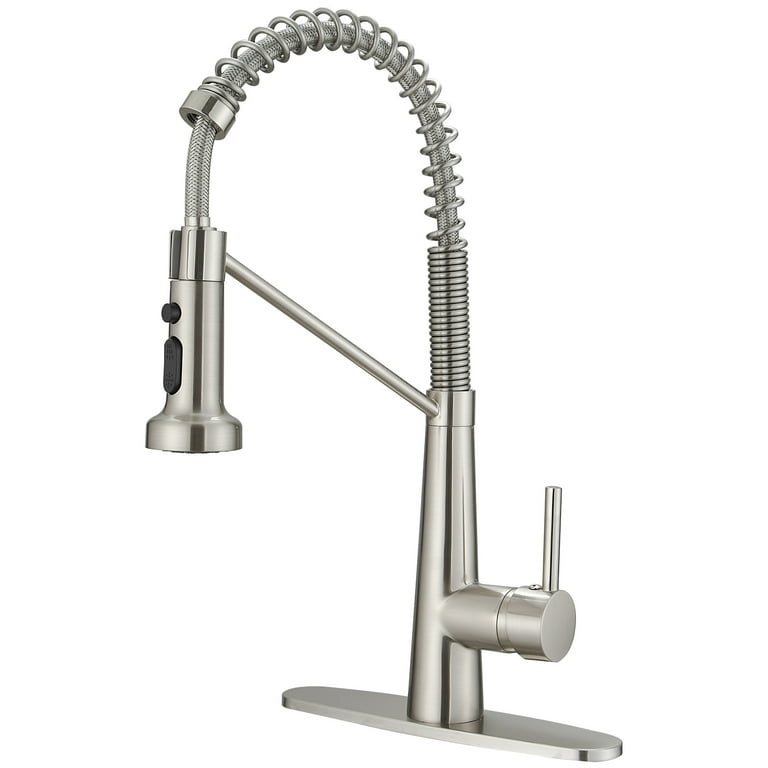 Elements of Design Chicago Brushed Nickel 2-Handle Deck-Mount High-Arc Handle Kitchen Faucet (Deck Plate Included) Elements of Design Chicago Brushed Nickel 2-Handle Deck-Mount High-Arc Handle Kitchen Faucet (Deck Plate Included)