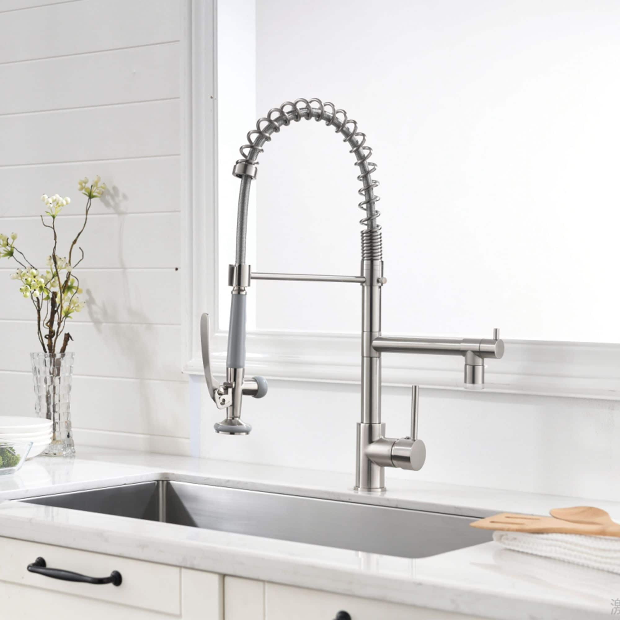 Brushed Nickel Single Handle LED Kitchen Faucet with Pull Down Sprayer