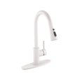 SingleHandle Pull Down Sprayer Kitchen Faucet with Dual Function Sprayer and Deckplate in Spot