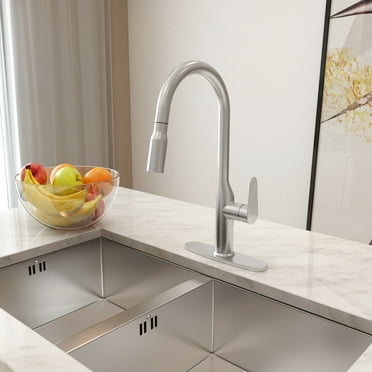Single-Handle Pull-Out Sprayer Kitchen Faucet Deckplate Included in Brushed Nickel