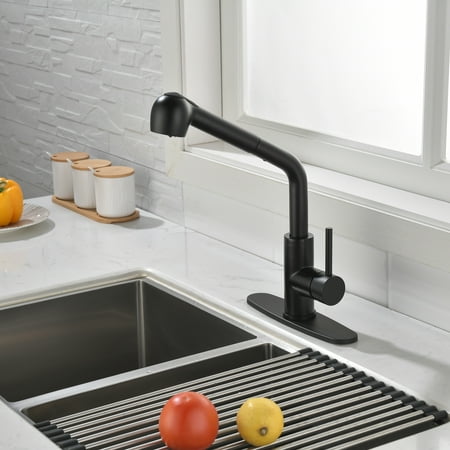 Single-Handle Pull-Out Sprayer Kitchen Faucet in Stainless Matte Black