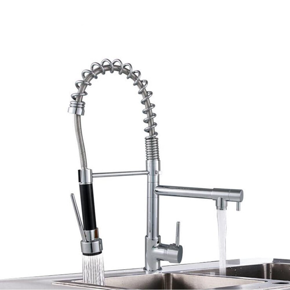 Silver Single Handle Pull-Down Kitchen Faucet with Pull-out Spray